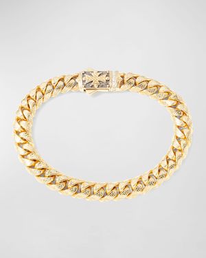 Men's 18K Gold Filigree Chain Bracelet with Diamonds
