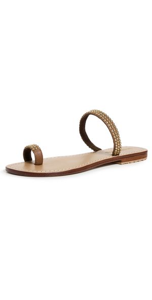 Mystique Embellished Toe Ring Sandals Camel/Gold 6
