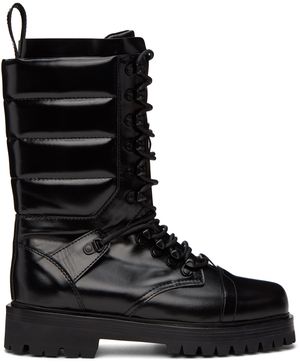 System Black Quilted Boots