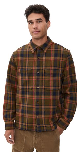 Madewell Midweight Flannel Button-Up Shirt Olive Plaid S