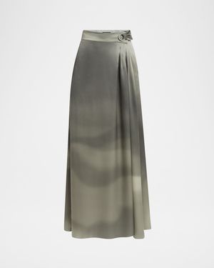 Ombre Silk Maxi Wrap Skirt