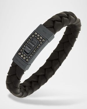 Last Gladiator Thin Leather Bracelet with Black Diamonds