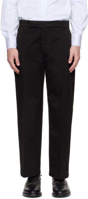 Thom Browne Black Cotton Twill Utility Trousers