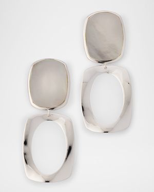 Rock Candy Sterling Silver Long Oval and Large Frame Post Earrings