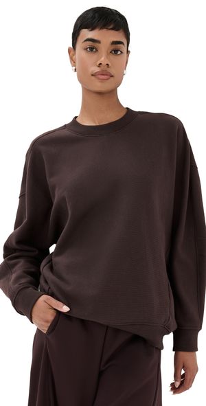 Tibi Cocoon Crew Neck Sweatshirt Brown XS