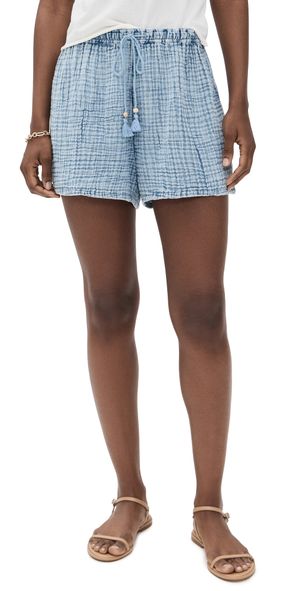 Faherty Dune Cotton Gauze Drawstring Shorts Light Indigo Wash S