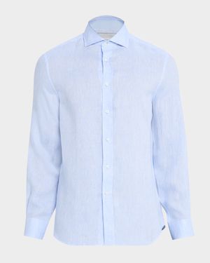 Men's Linen Classic Fit Button-Down Shirt