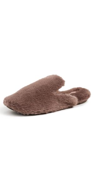 Eberjey Plush Mule Slippers Deep Taupe S