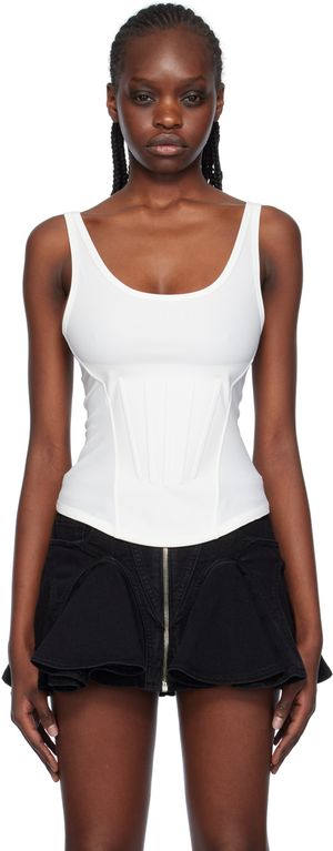 Mugler White Corseted Tank Top
