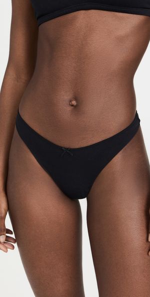 Eberjey Pima Stretch Cotton Thong Black L/XL