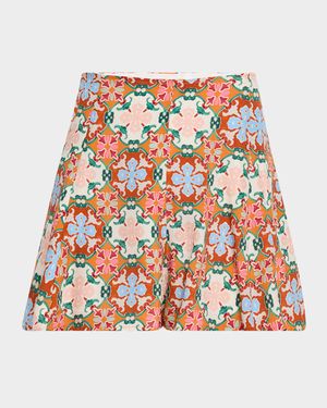 Miles Mosaic-Print Viscose Shorts