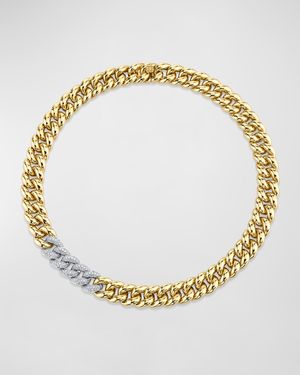14k Two-Tone Diamond Curb Chain Necklace