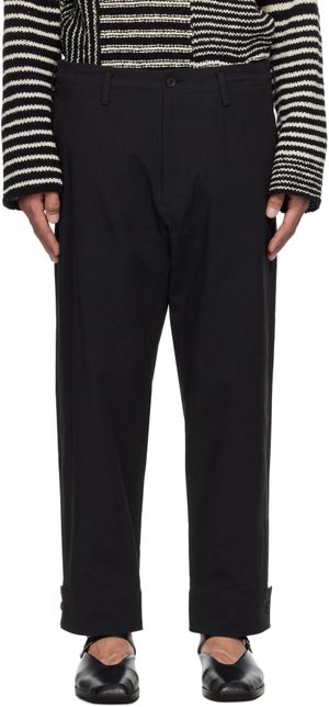YOHJI YAMAMOTO Black Belted Hem Trousers