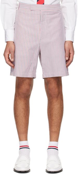 Thom Browne Short blanc et rouge à rayures