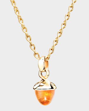 18k Yellow Gold Mandarin Garnet Acorn Pendant