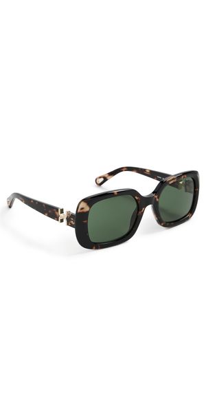 Chloé Square Sunglasses Havana-Havana-Green One Size