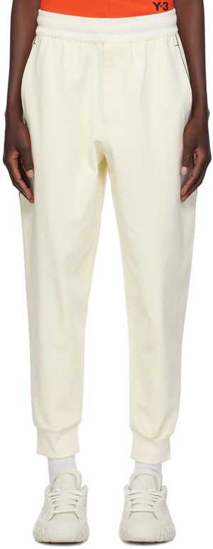 Y-3 Pantalon de détente blanc cassé à logo contrecollé