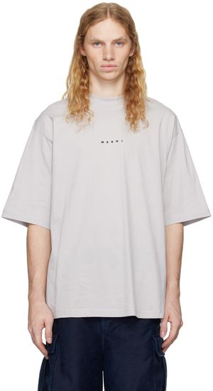 Marni T-shirt gris à logo imprimé