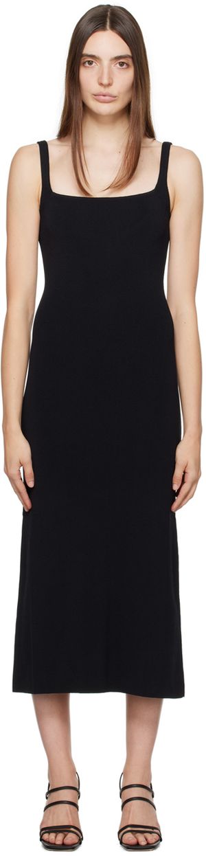 Staud Black Paityn Midi Dress