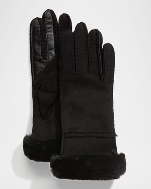 Seamed Touchscreen Shearling-Lined Gloves