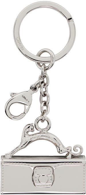 Lanvin Silver Pencil Cat Brass Keychain