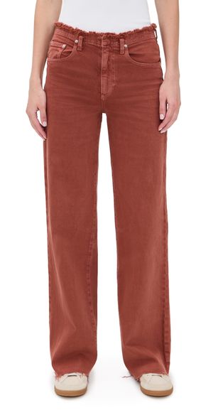 LE JEAN Fray Waist Column Jeans Sandwashed Spice 25