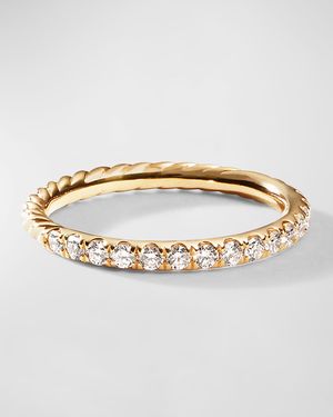 Cable Collectibles Stack Ring with Diamonds in 18K Gold, 2mm