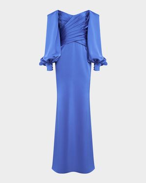 Milenia Pleated Off-Shoulder Gown