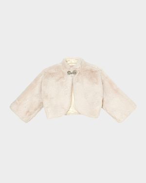 Girl's Promenade Faux Fur Bolero Jacket, Size 2-11