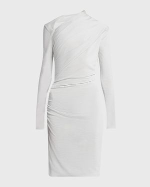 Metallic Ruched Jersey Mini Dress