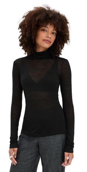 MEIMEIJ Long Sleeve Fitted Jersey Lana Turtleneck Black 42