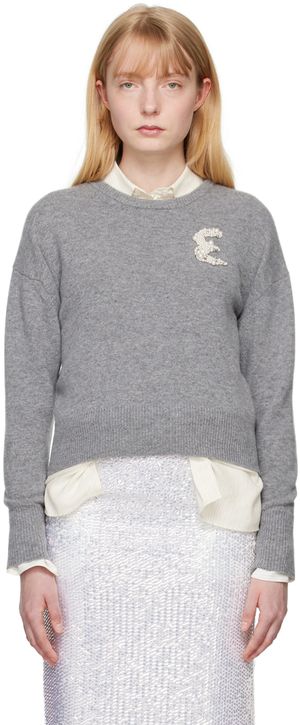 Erdem Gray Appliqué Sweater