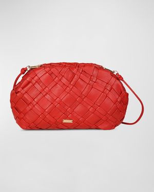 Aya Frame Woven Leather Clutch Bag