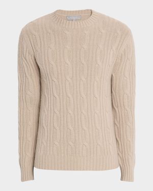 Men's Cashmere Cable Knit Crewneck Sweater
