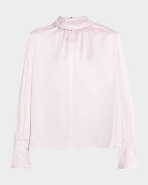 Veronica Tie-Neck Satin Blouse