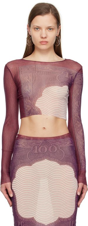 Jean Paul Gaultier Purple & Burgundy 'The Cartouche' Long Sleeve T-Shirt