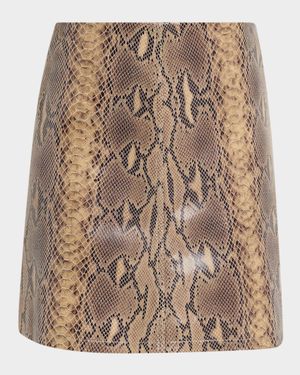Coras Snake-Embossed Leather Mini Skirt
