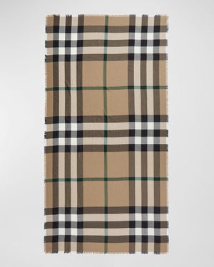 Men's Cashmere Half Mega Check Scarf