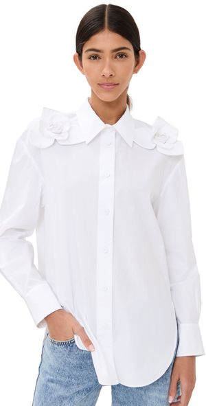 AKNVAS Flor Cotton Poplin Button Down Ivory Poplin S