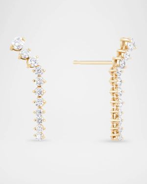 14K Gold Flawless Tennis Linear Diamond Ear Crawlers