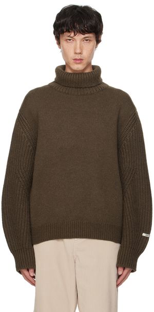 RECTO Brown Logo Patch Turtleneck