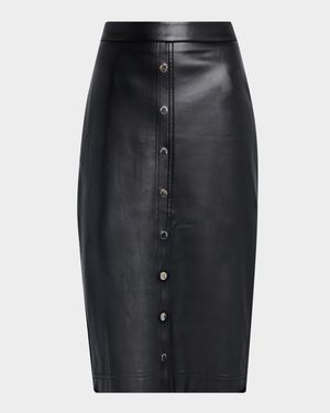 The Emberly Faux Leather Midi Skirt