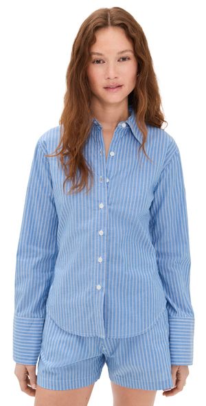 DL1961 Lisette Shirt Sky Blue/White Stripe (Poplin) M