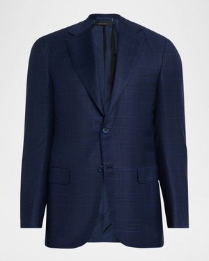 Men's Wool Plaid Single-Breasted Sport Coat