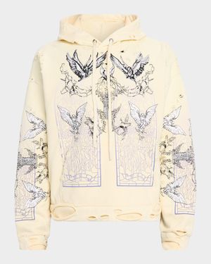Men's Ascension Hooded Pullover in Distressed Cotton