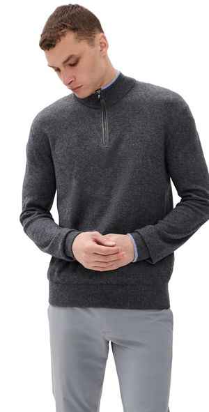 Greyson Sebonack Cashmere Blend Quarter Zip Sweater Dark Grey Heather L