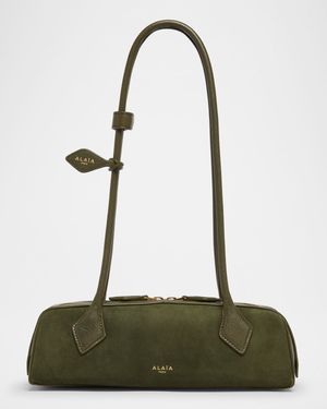 Le Teckel Small Shoulder Bag in Suede and Leather