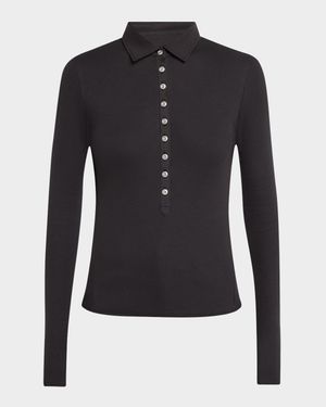 The Essential Ribbed Button Polo Top