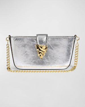 The Crumple Convertible Metallic Leather Crossbody Bag