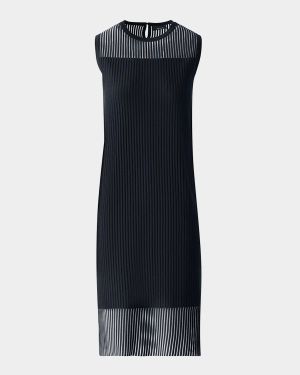 Sheer Striped Knit Sleeveless Dress